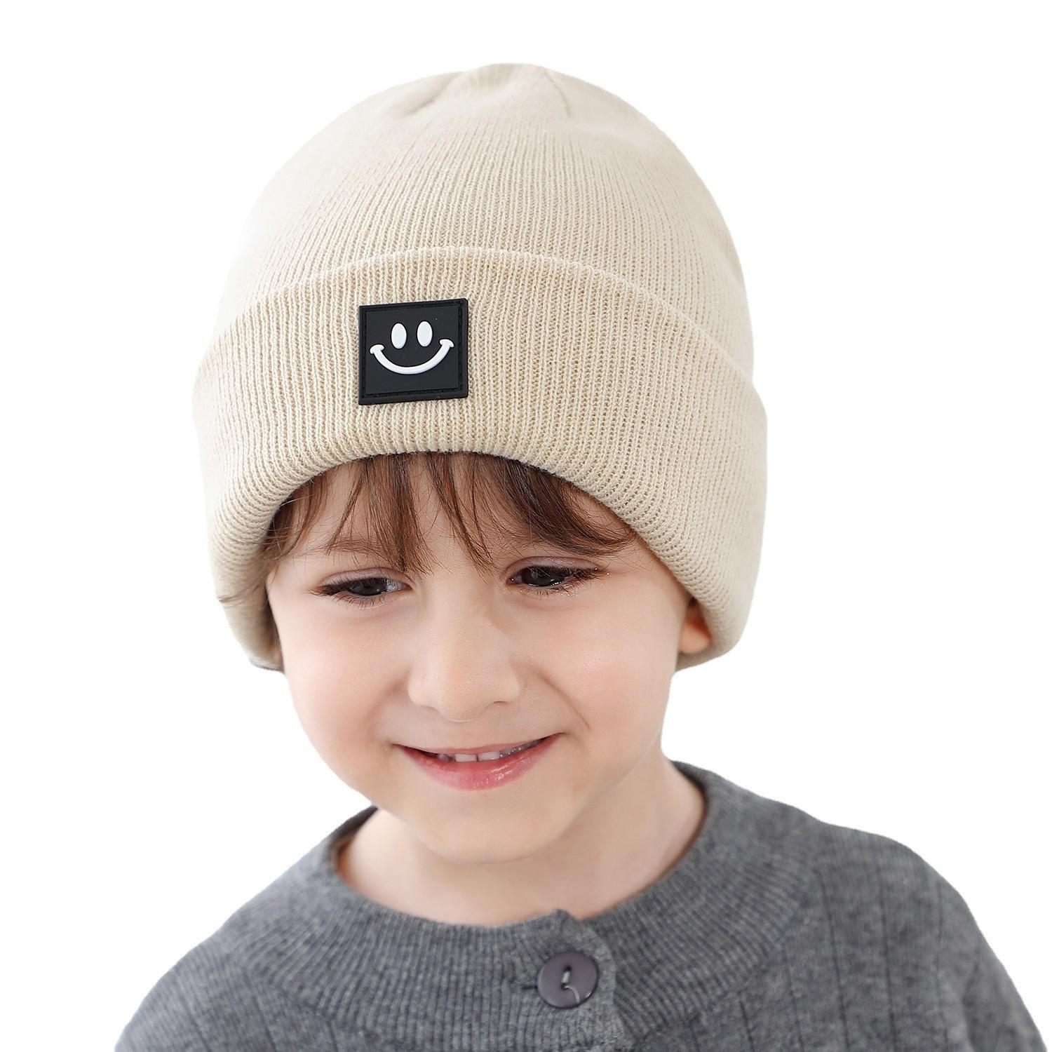 (Gr. M) Kinder Strick Mütze Beanie Winter Kopfbedeckung Fashion Accessoire - Beige