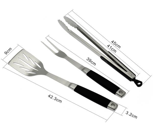 Dehner BBQ Edelstahl-Grillbesteck, 3-teilig