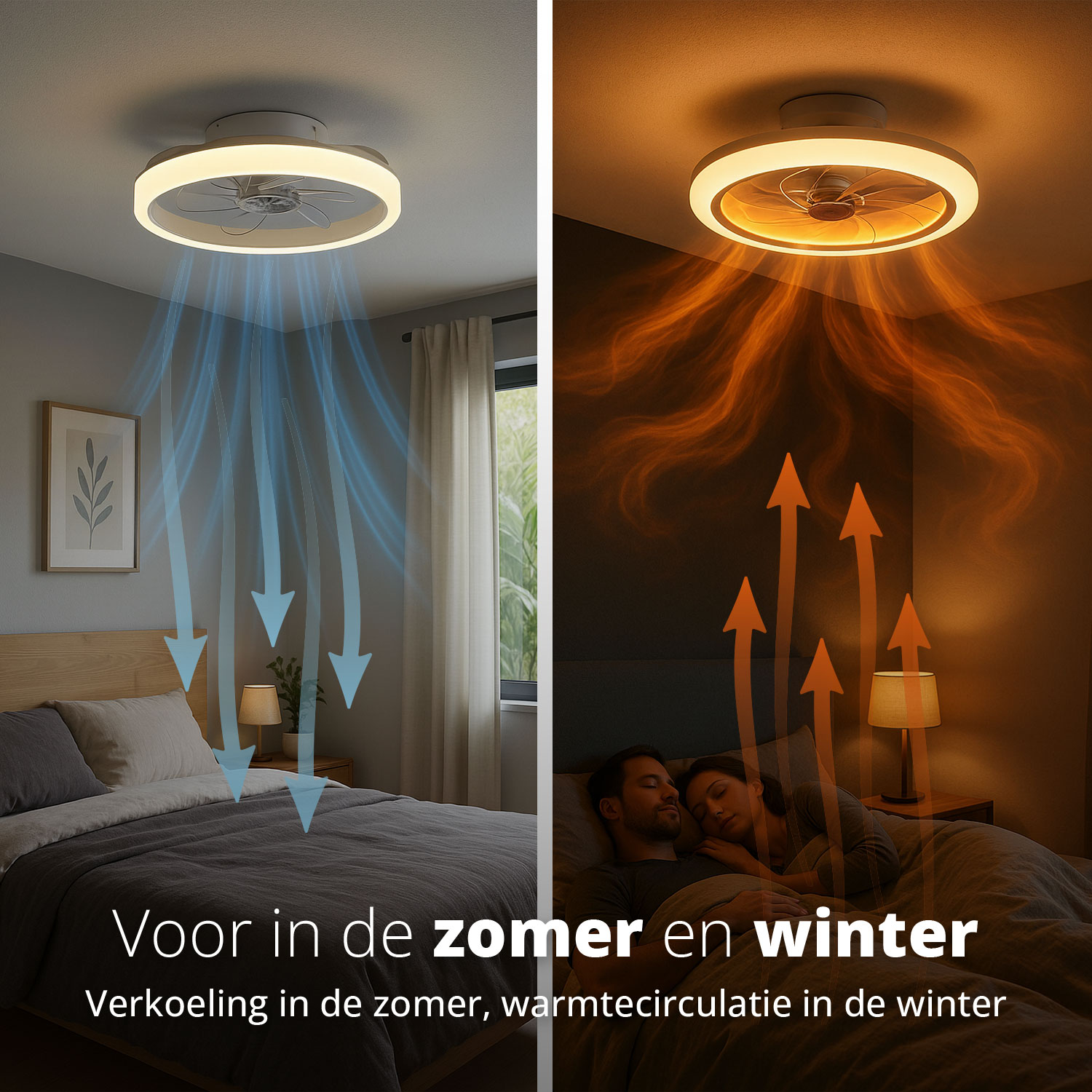 FlinQ AeroGlow slimme plafondventilator met verlichting - Black
