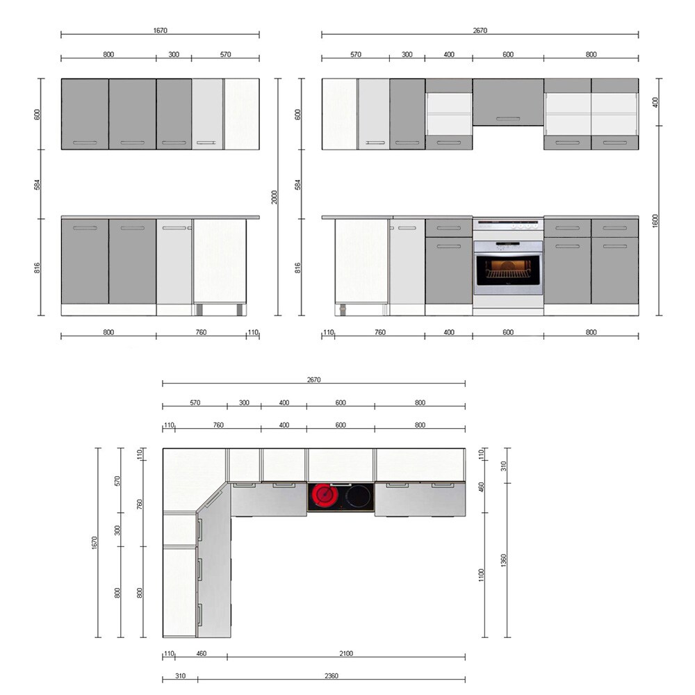 Vicco Eckküche Küchenblock Einbauküche Rick Weiß Hochglanz 270 cm modern Küchen Schränke Spülenunterschrank Eck-Unterschrank Eck-Hängeschrank Arbeitsplatte Küchenmöbel Küchenzeile L-Küche