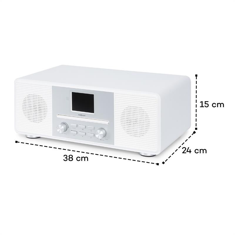 Streamo CD Internetradio 2x10W WLAN DAB+ UKW CD-Player BT weiß Weiß