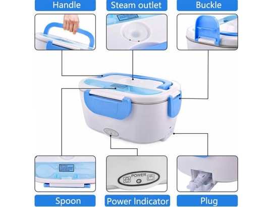 HERZBERG - Bento - Lunch Box Boite à déjeuner chauffante électrique bleu hg03152-blu