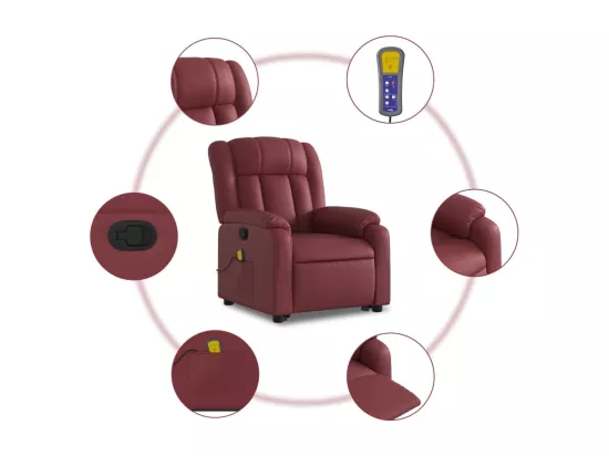 Fauteuil inclinable massant Rouge bordeaux Similicuir