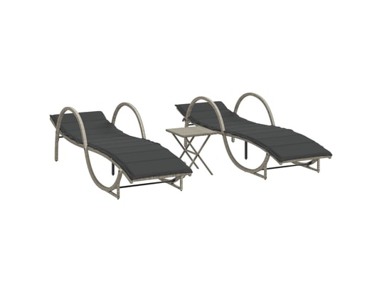 VIDAXL - Bain de soleil Chaises longues lot de 2 avec table gris clair résine tress...