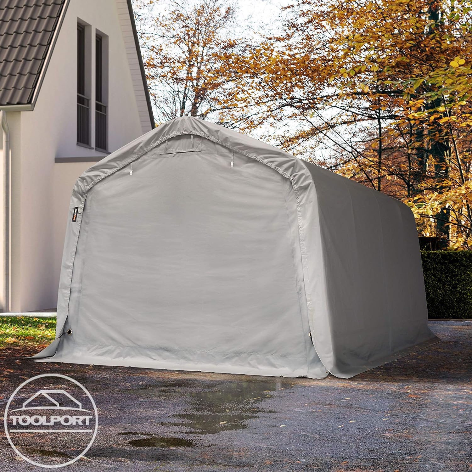 Garagenzelt Carport 3,3 x 4,8 m in grau Unterstand Lagerzelt PVC 800 N Plane und Stabiler Stahlrohrkonstruktion