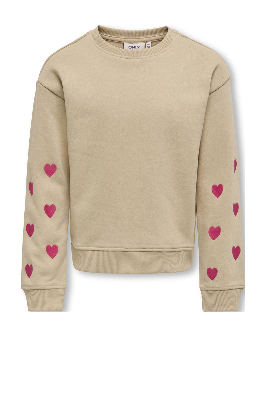 ONLY sweater KOGANNA met hartjes beige/roze