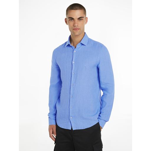 Calvin Klein Linen Stripe Skjorte, Blue, 44