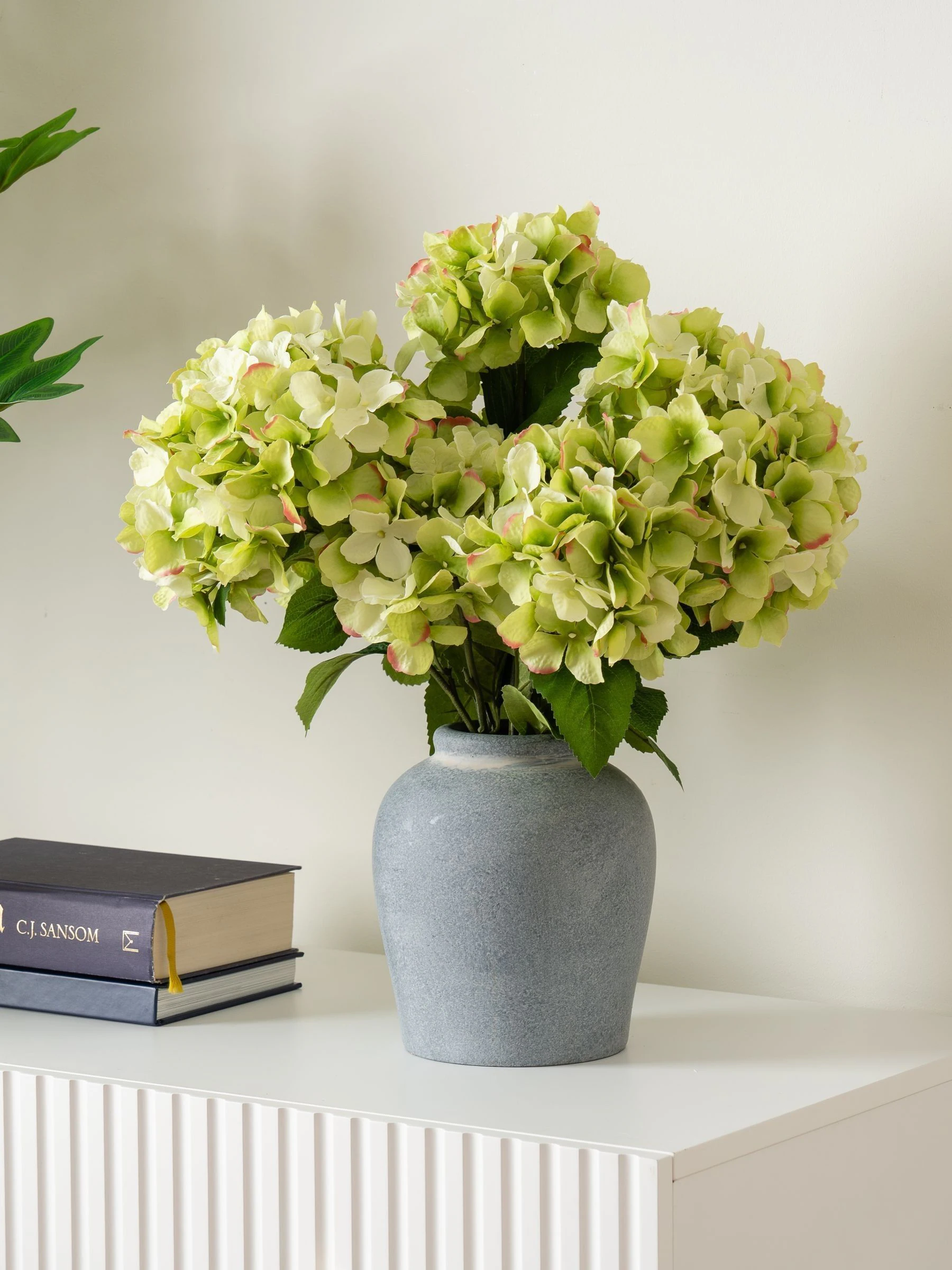 Scottish Everlastings Ltd Artificial Hydrangeas in Grey Vase