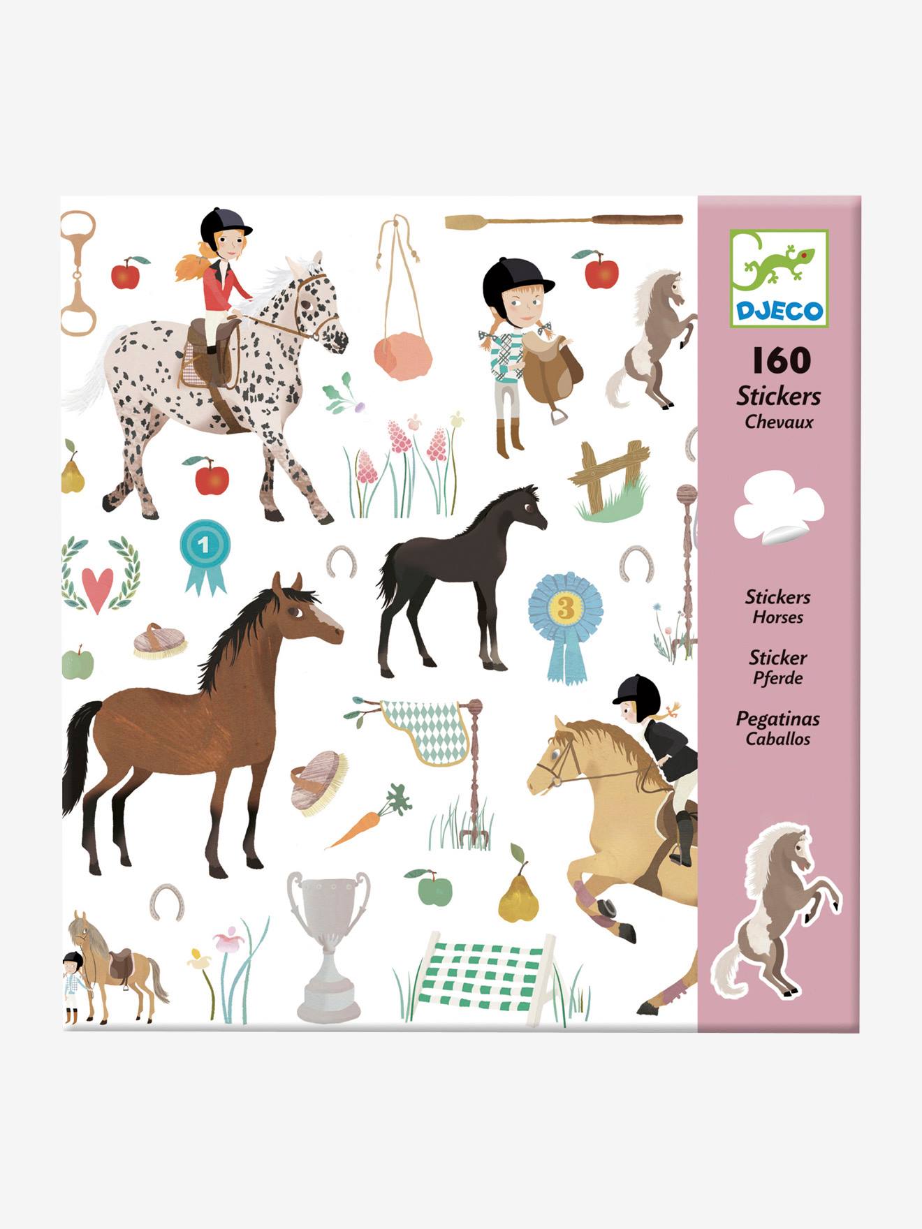 160 adesivos multicoloridos de cavalos DJECO
