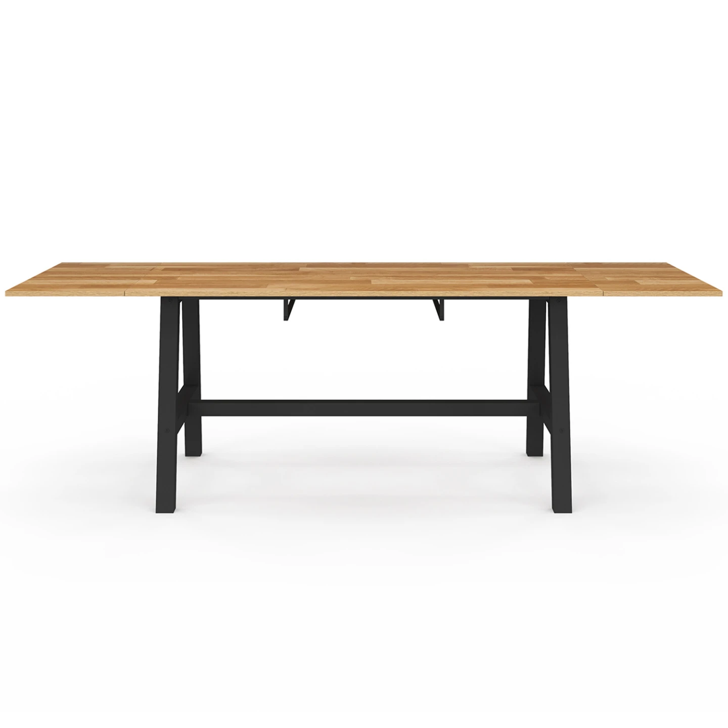 Table à manger extensible rectangle MADELEINE 6-12 personnes bois et métal noir 160-240 cm