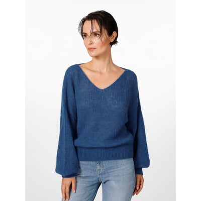 Damenpullover V-Ausschnitt, Blau