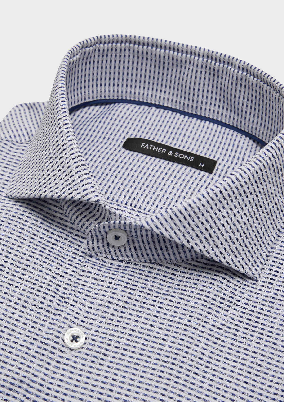 Chemise habillée Slim en coton mélangé Jacquard blanc à motif fantaisie bleu marine