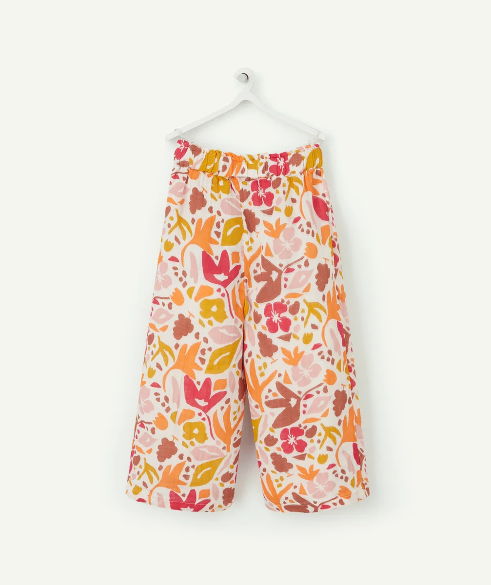 PANTALON FLUIDE ÉVOLUTIF EN GAZE DE COTON IMPRIMÉ COLORÉ