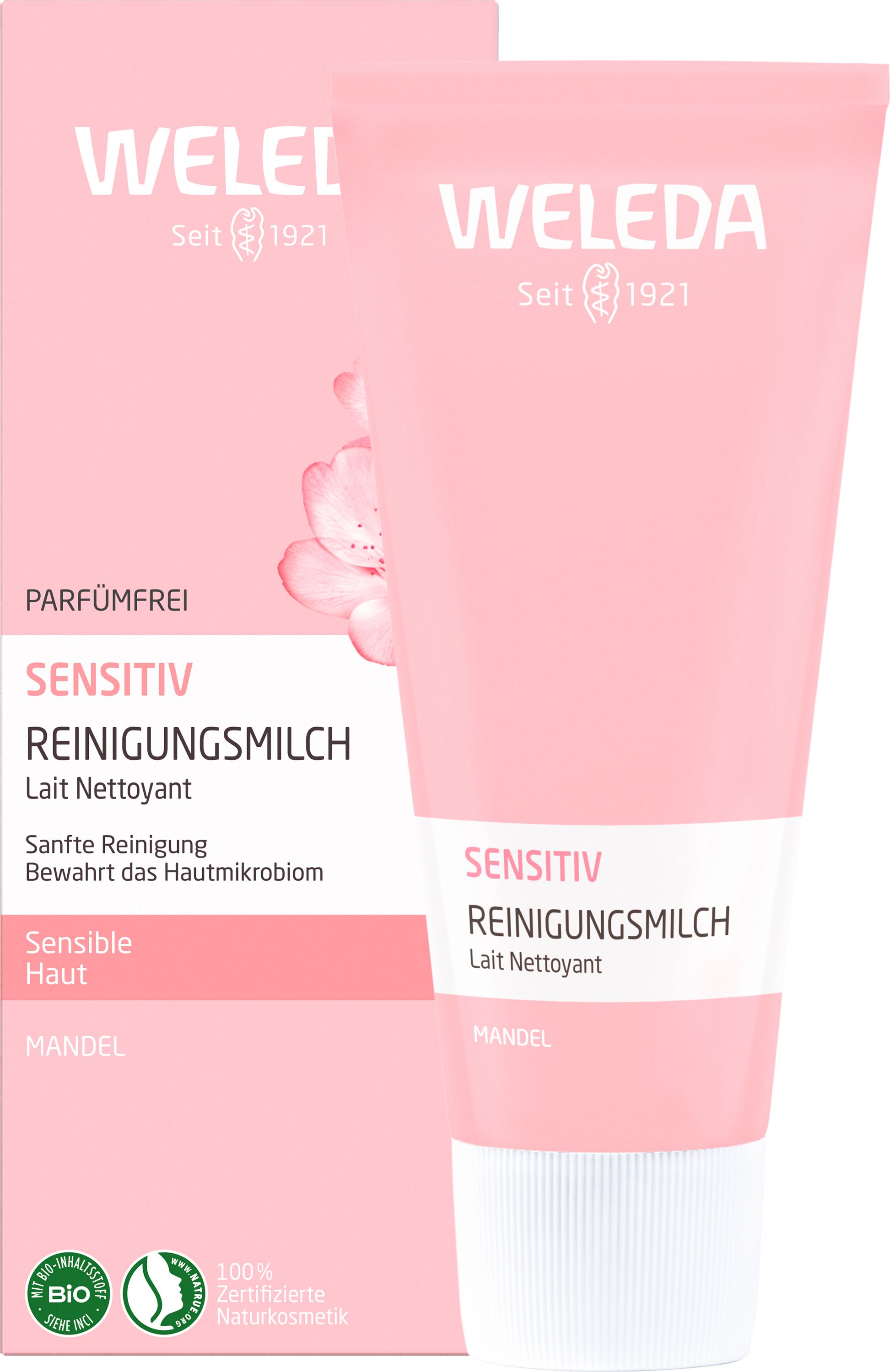 Weleda Sensitiv Reinigungsmilch - Milde Reinigung mit Mandel- und Pflaumenkernölen für sensible Haut