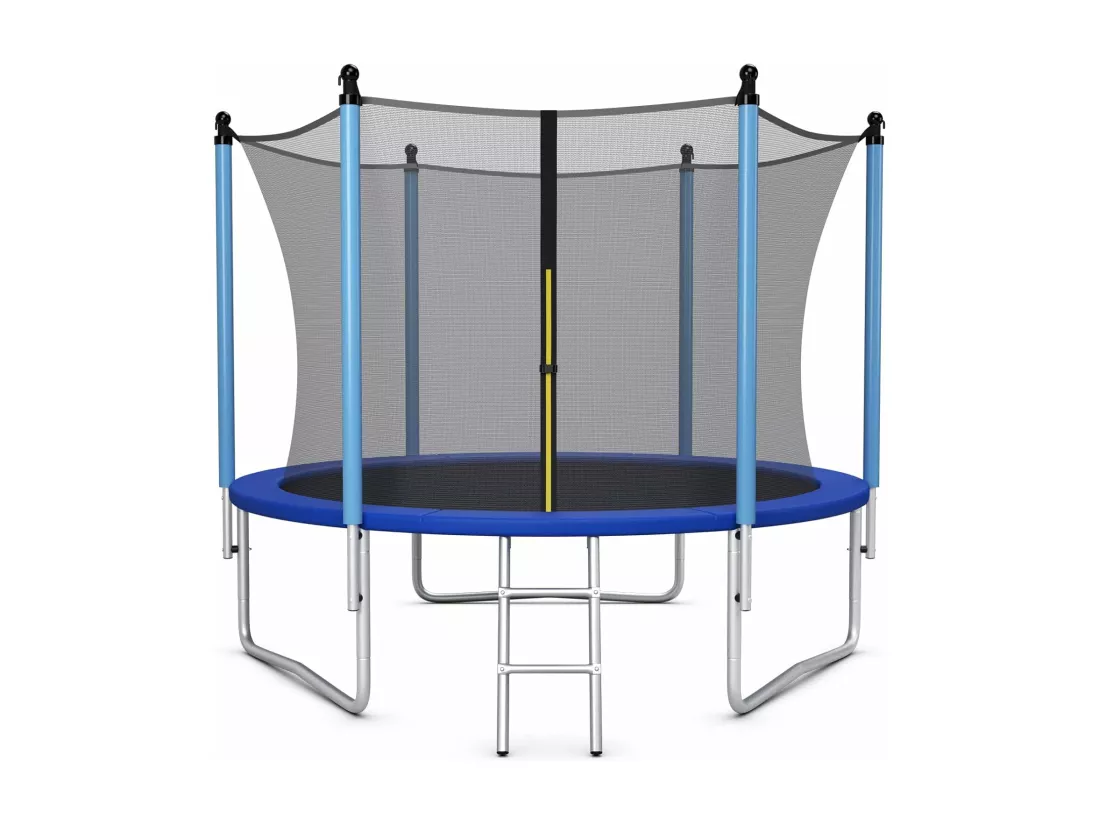 Trampoline Extérieur Ø244CM Enfants avec Filet de Sécurité, Trampoline de Jardin Rond avec Cadre en Acier & 3 Pieds en Forme U, Certification GS, Charge 100kg pour Garçon et Fille