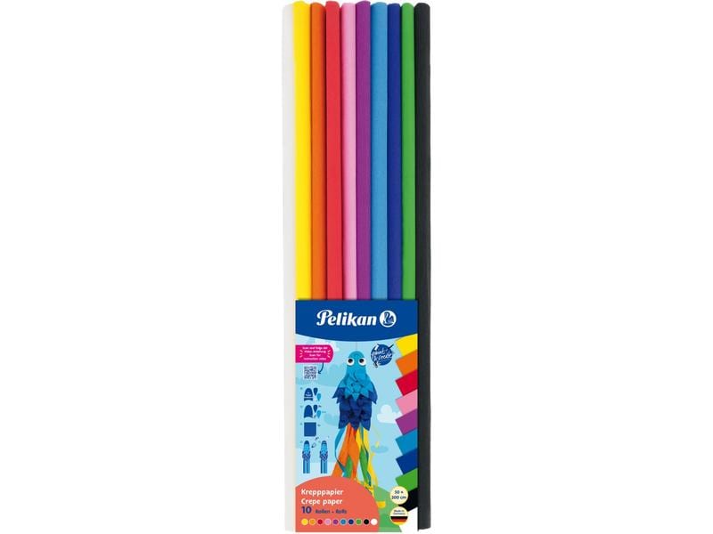 Pelikan Krepppapier Set 10 Farben, sortiert Krepppapier als Set in leuchtenden Farben