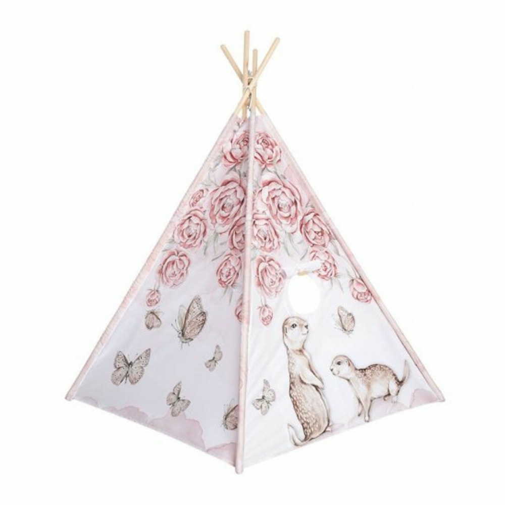 Tipi enfant pivoine avec coussins