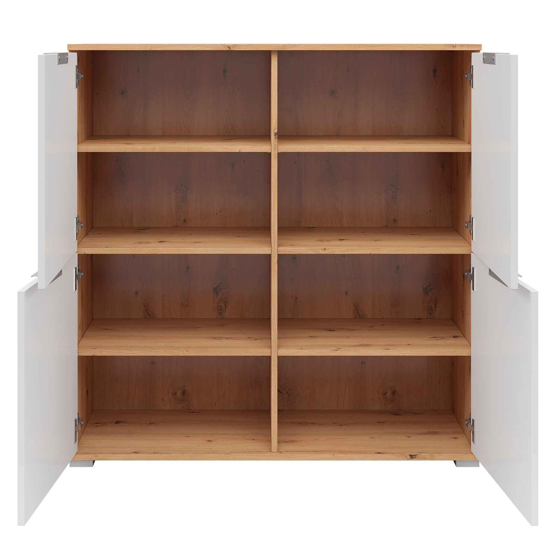 Kommode - weiß Glanz - Artisan Eiche - 104 cm breit