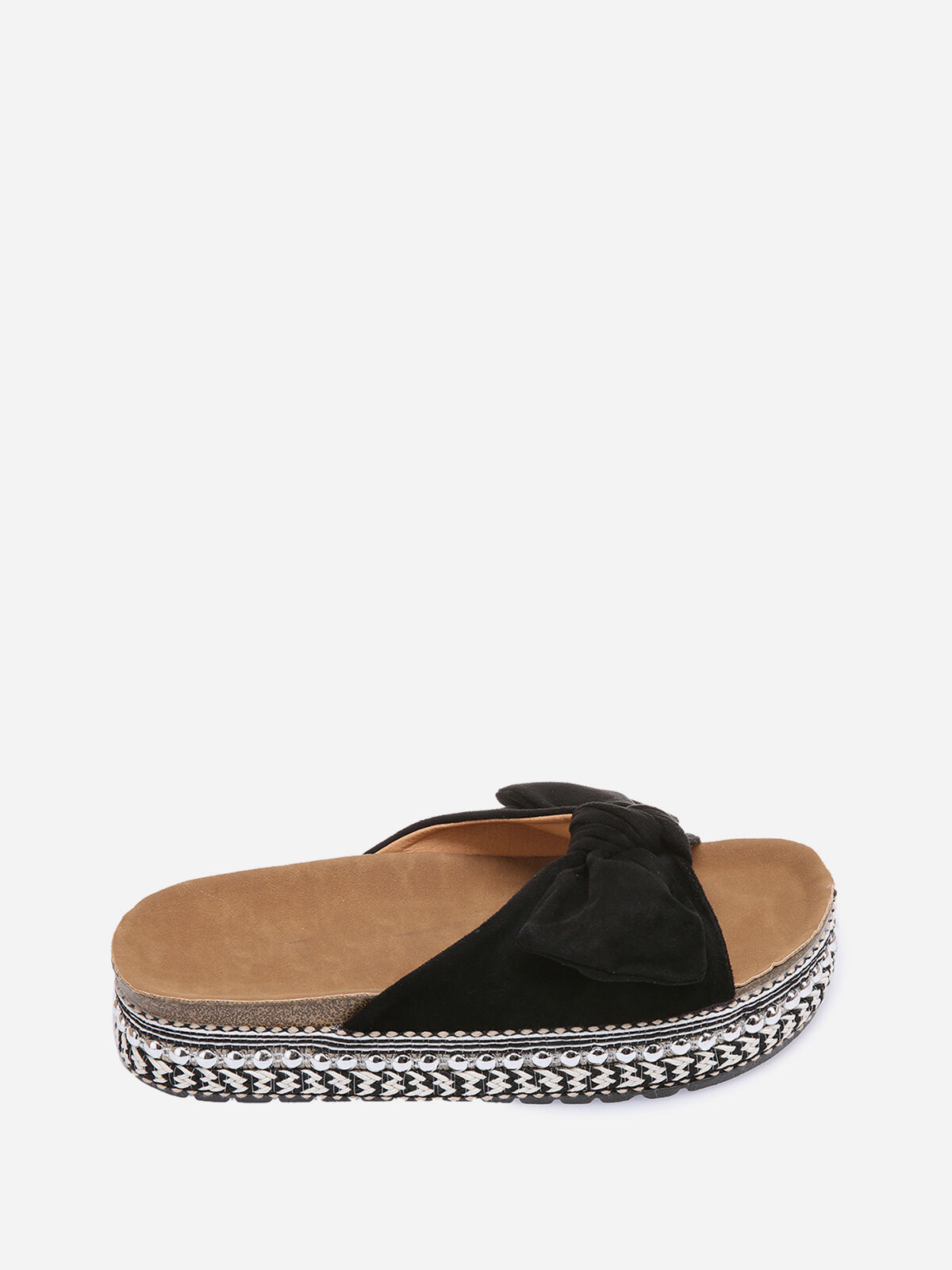 Mules à noeud et semelle à motifs- Noir
