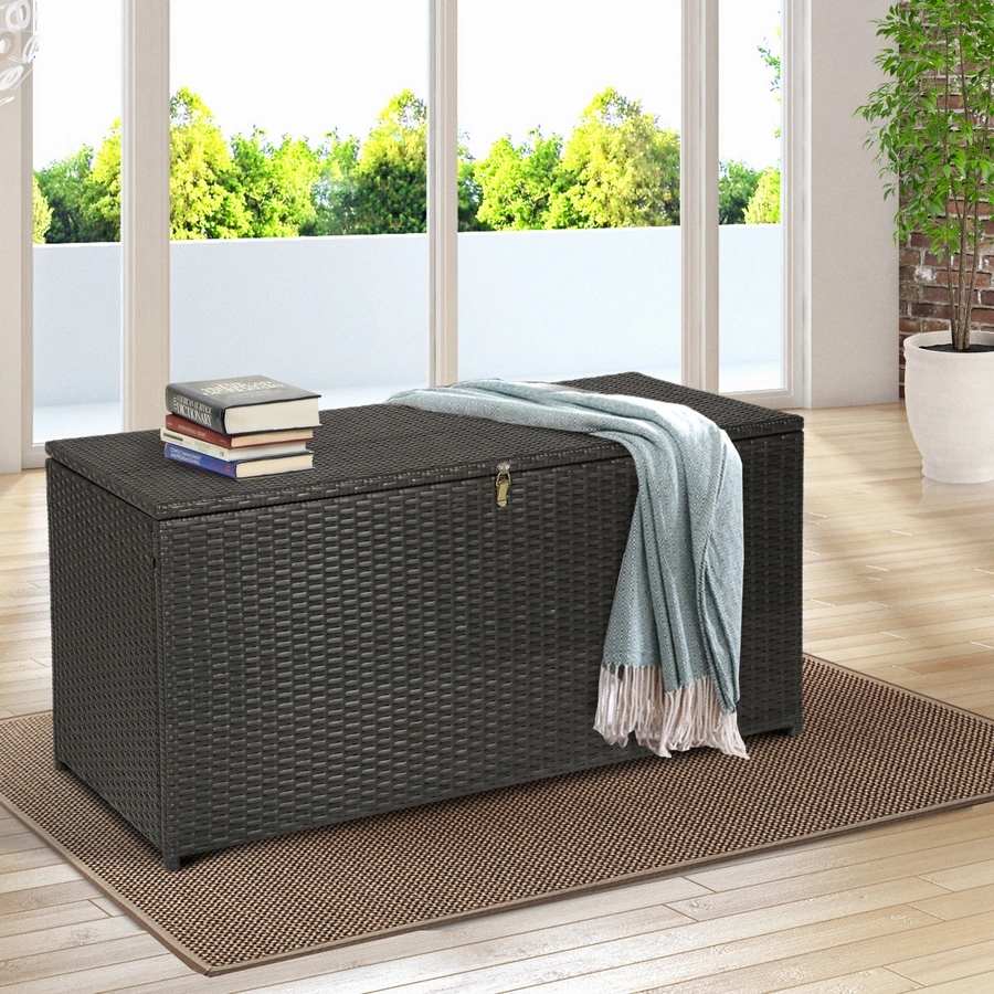Outsunny Polyrattan Auflagenbox dunkelbraun