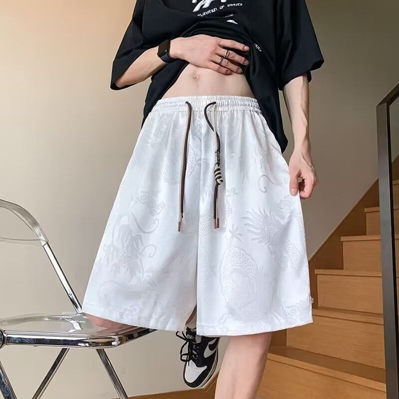 Urtishia - Hoge taille print wijde shorts