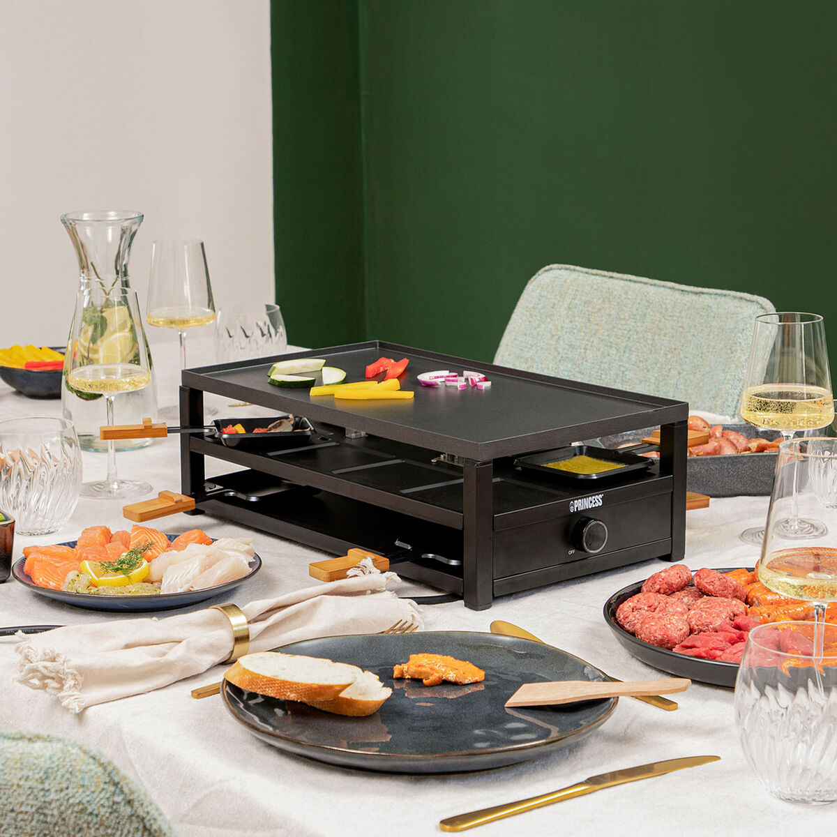 Princess Black Steel Raclette, 8 personer
