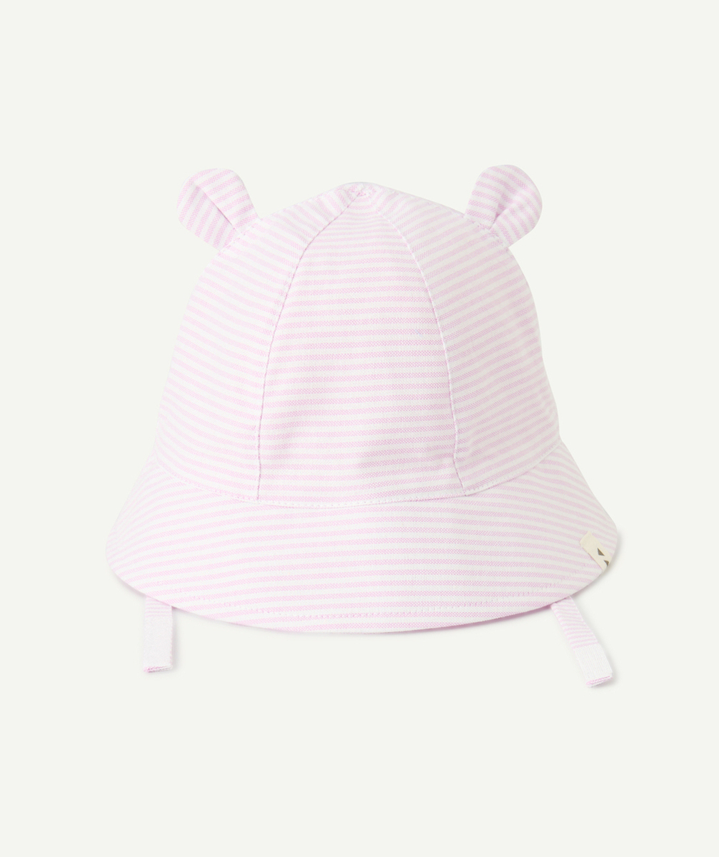bob bébé fille en coton imprimé à rayures rose et blanc avec oreilles