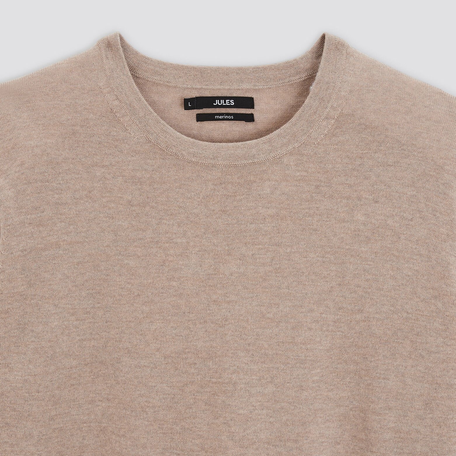 Pull col rond en laine mérinos Beige