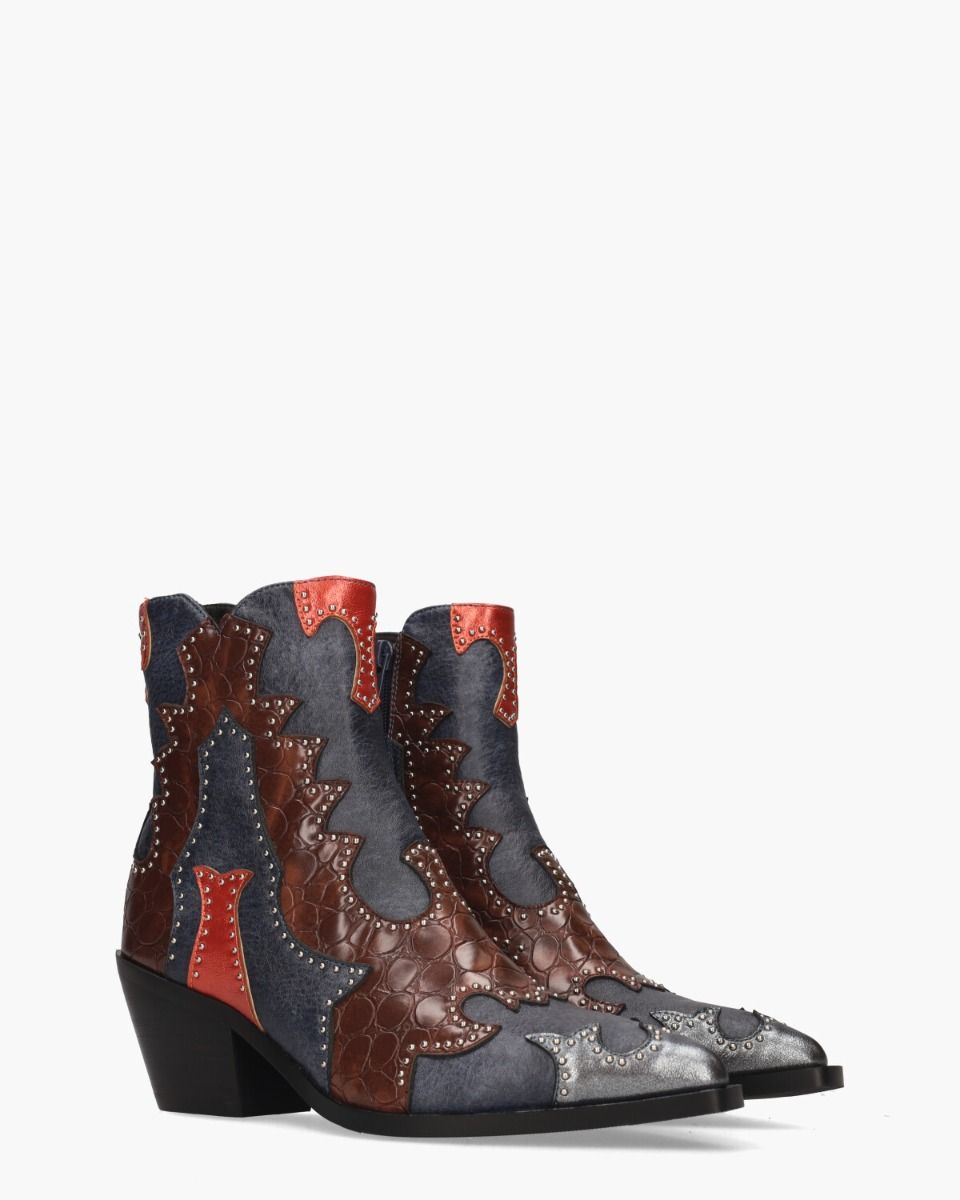 Noa Harmon Miranda Blauw/Multicolor Dames Enkelboots