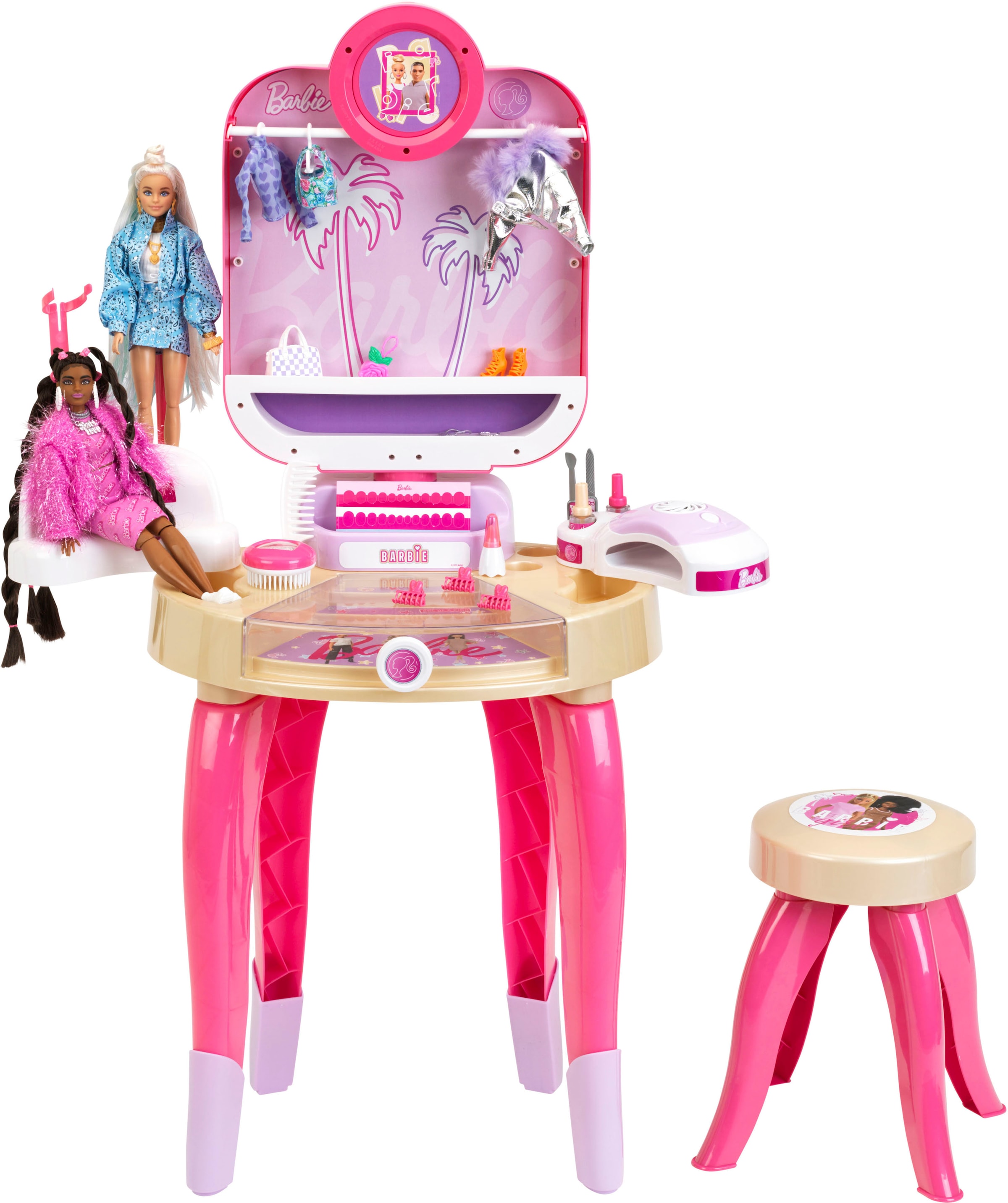 Klein Schminktisch »Barbie Schönheitsstudio,  Happy Vibes« mit Hocker; Lichtfunktion