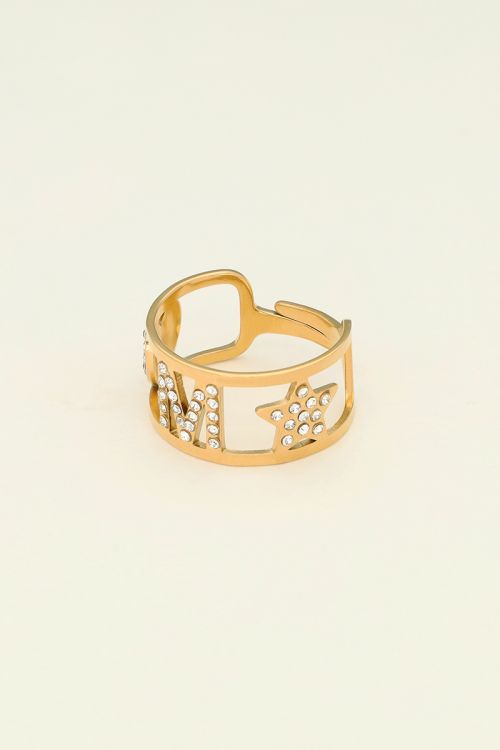 Initial ring met steentjes