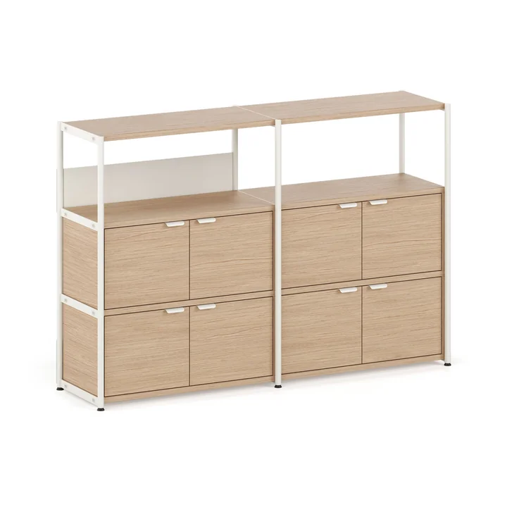 TipToe - Unit Regalsystem, H 110 x 164 cm, inkl. 4 Türen, Eiche / cream white