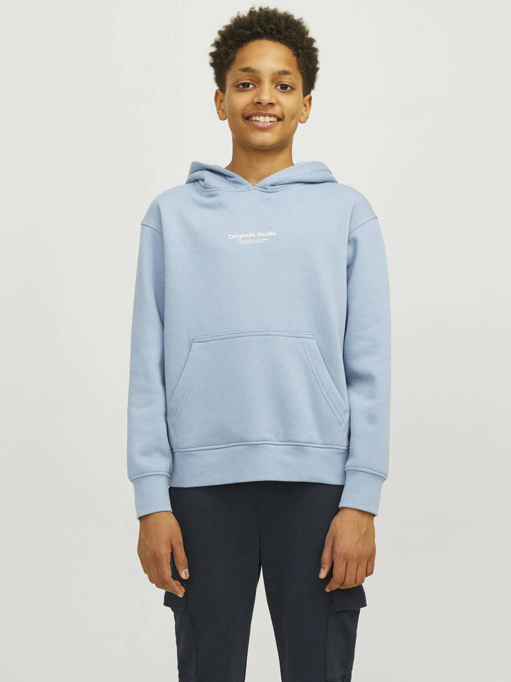 JACK & JONES hoodie JORVESTERBRO met tekst lichtblauw