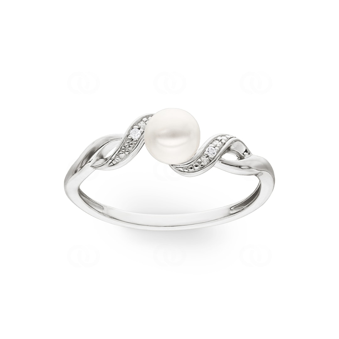 Damenring 925 Silber rhodiniert mit Kunstperle 5mm & Zirkonia