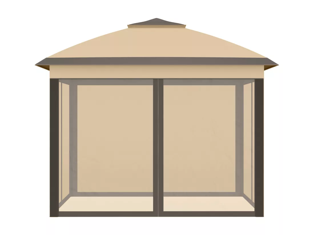 Tonnelle barnum automatique pop-up dim. 3,3L x 3,3l x 2,88H m moustiquaires sac transport métal oxford marron beige