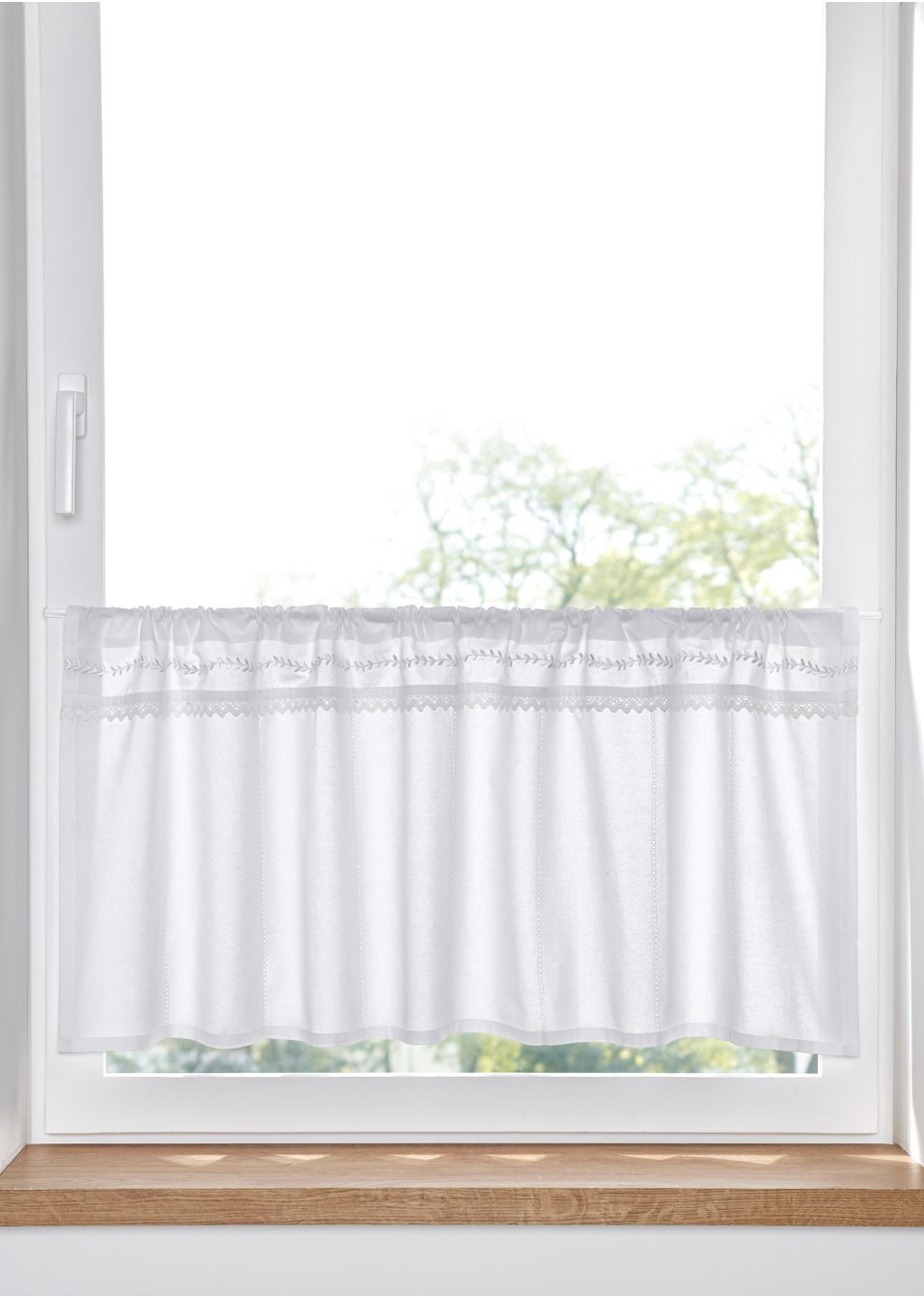 Brise-bise en coton avec bordure dentelle