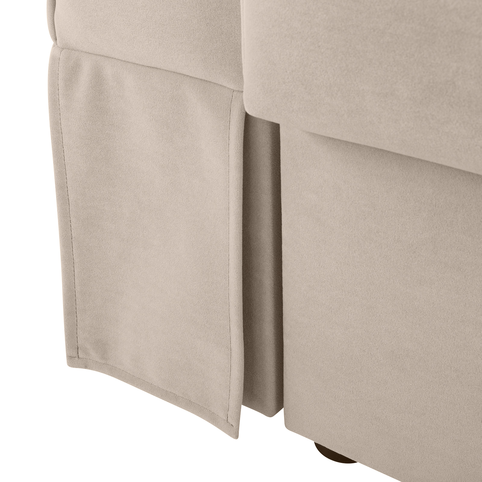 Ecksofa - beige - Velvet - Liegefunktion und 2 Staukästen