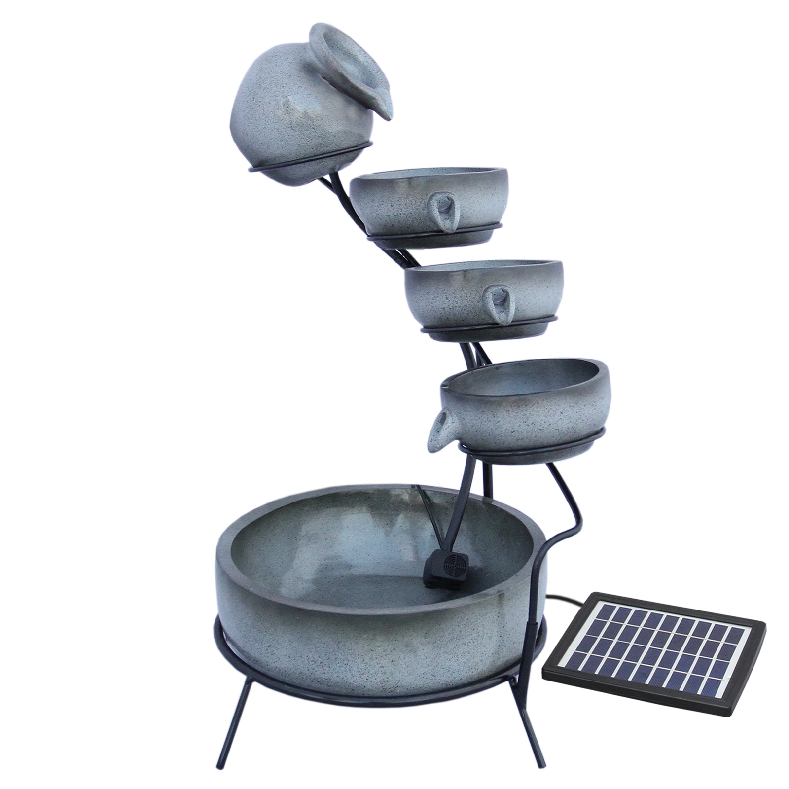 Fonte de água para gatos com energia solar - Cinza