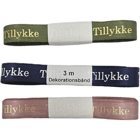 Satinbånd med tekst 1,5 cm x 3 meter - assorteret