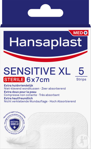 Hansaplast Sensitive XL 6x7cm Stérile Compresse Non Collante 5 Strips