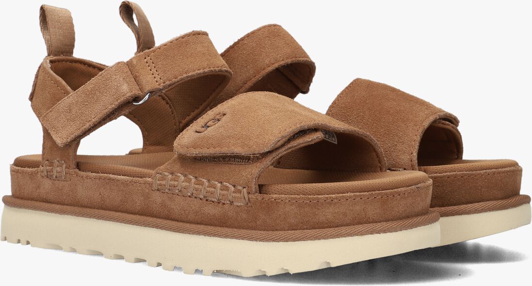 cognac ugg platte sandalen w goldenstar