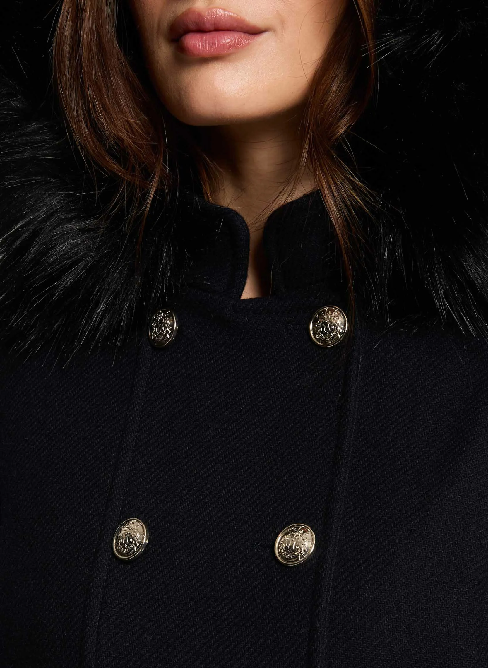 GMARIE - Manteau droit en laine mélangée | Bleu