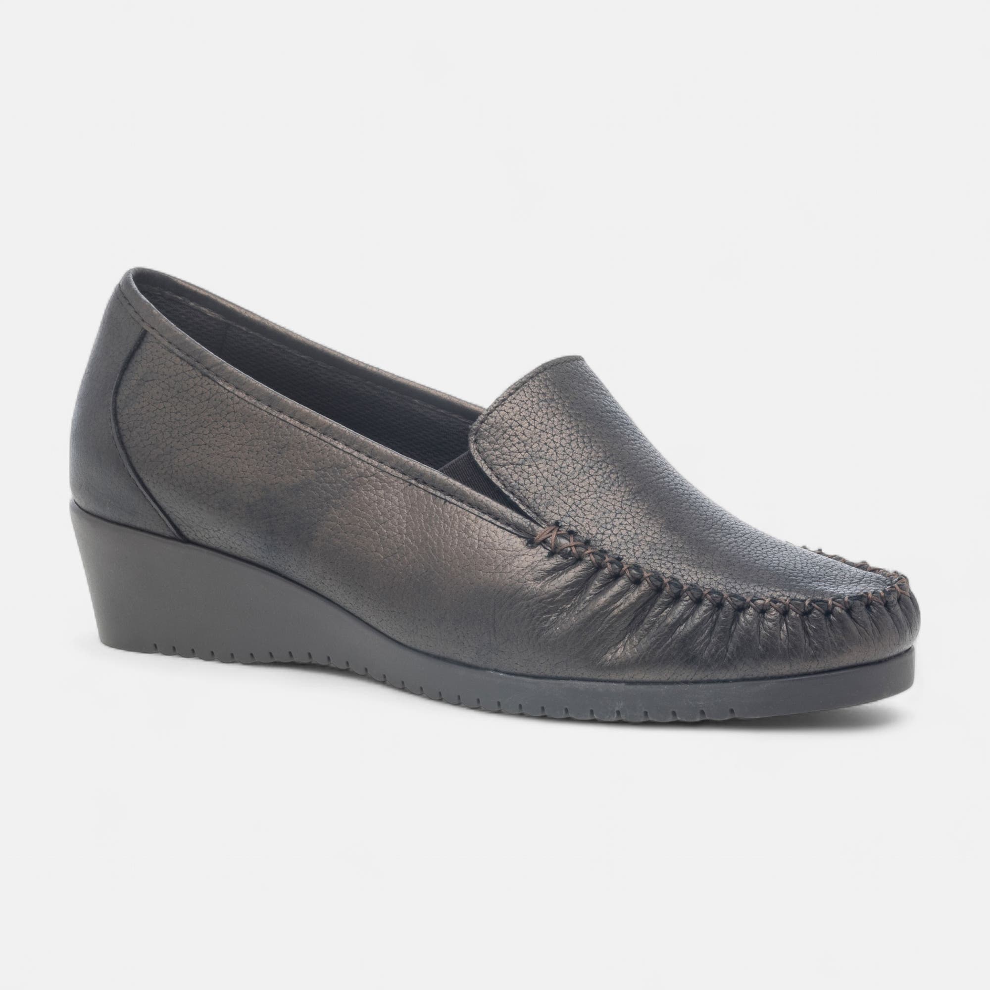 Mocassins pieds sensibles Femme en cuir bronze