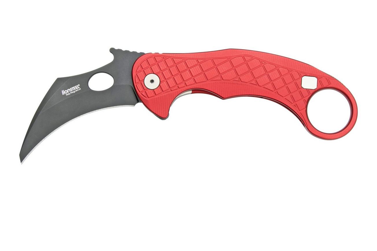 LionSteel L.E.One LE1-A-RB MagnaCut, Black, Red Aluminium, Karambit zakmes