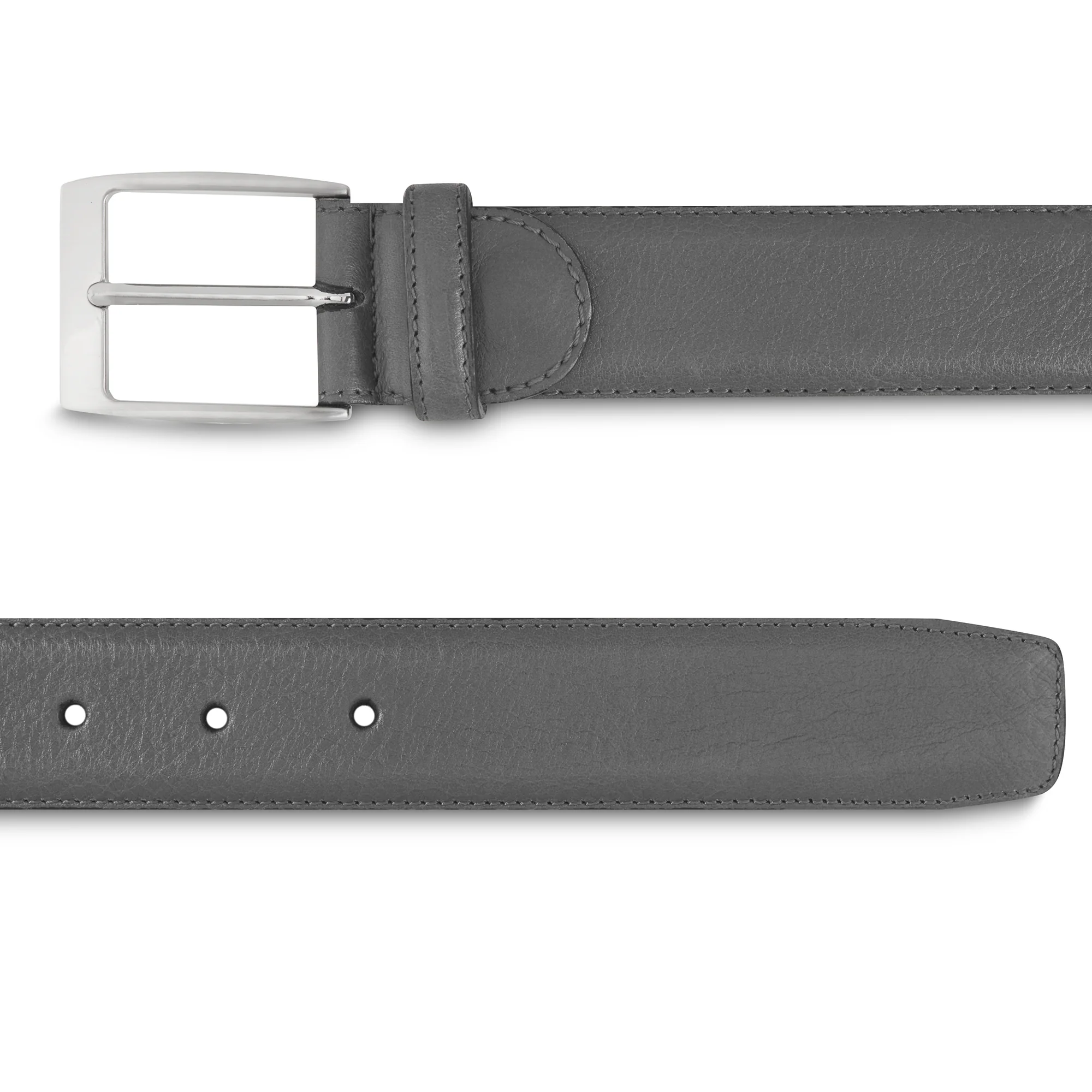 Ceinture homme en cuir grainé gris