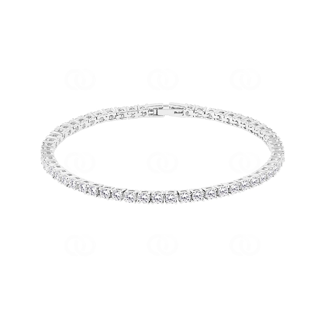 3mm Tennisarmband Weiss vergoldet mit Zirkonia