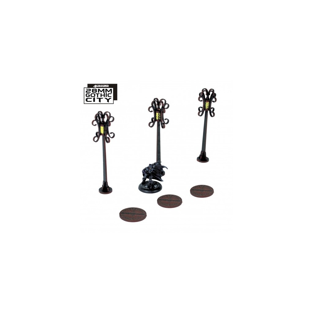 3x Sewer Cover Type B and 3x Lamp Post Type B