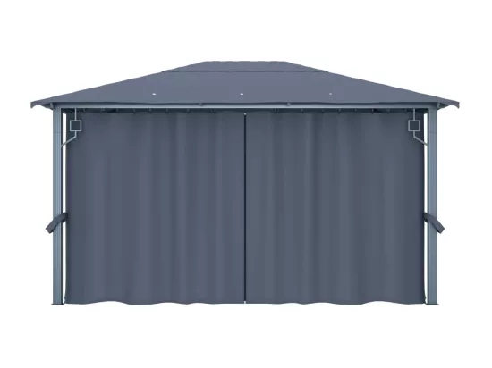 Tonnelle avec rideau et lumières LED 4x3 m Anthracite Aluminium