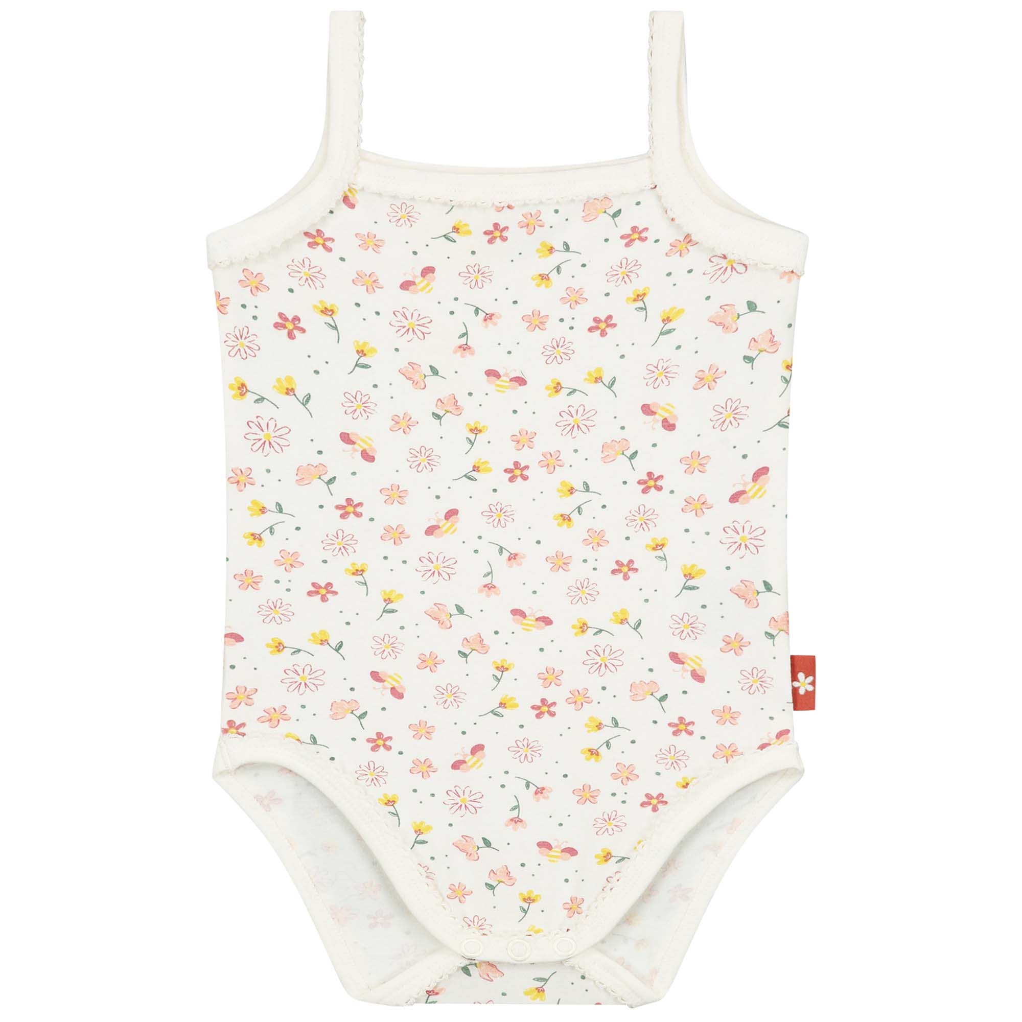 Prénatal romper Bloem spaghettibandjes all over print wit