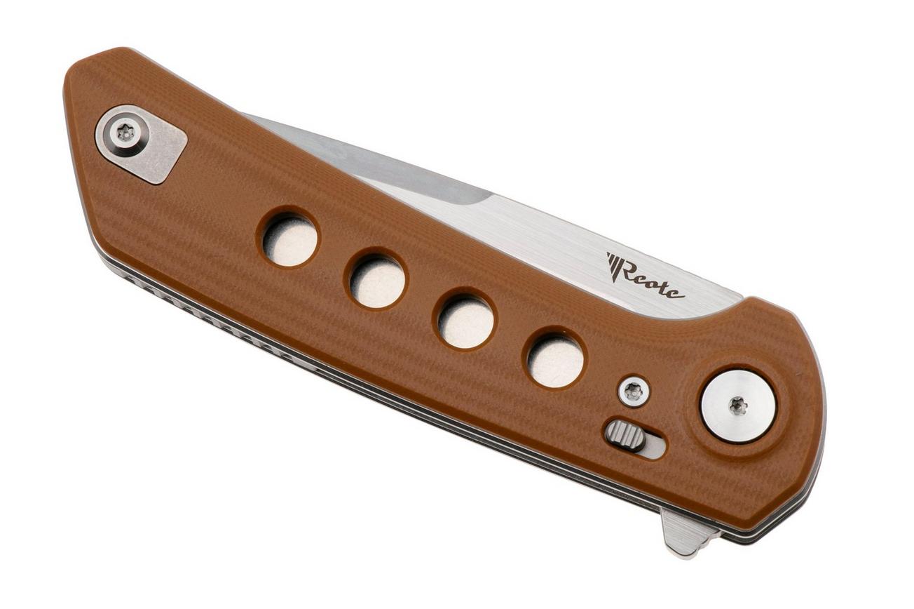 Reate PL-XF Stonewashed Nitro-V, Tan G10, zakmes